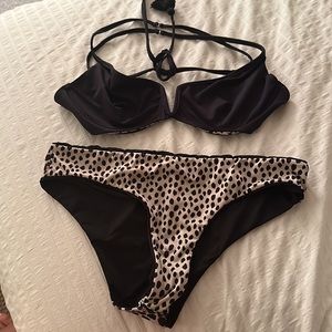 Maaji Black & Cream Leopard Print Two-Piece Bikini